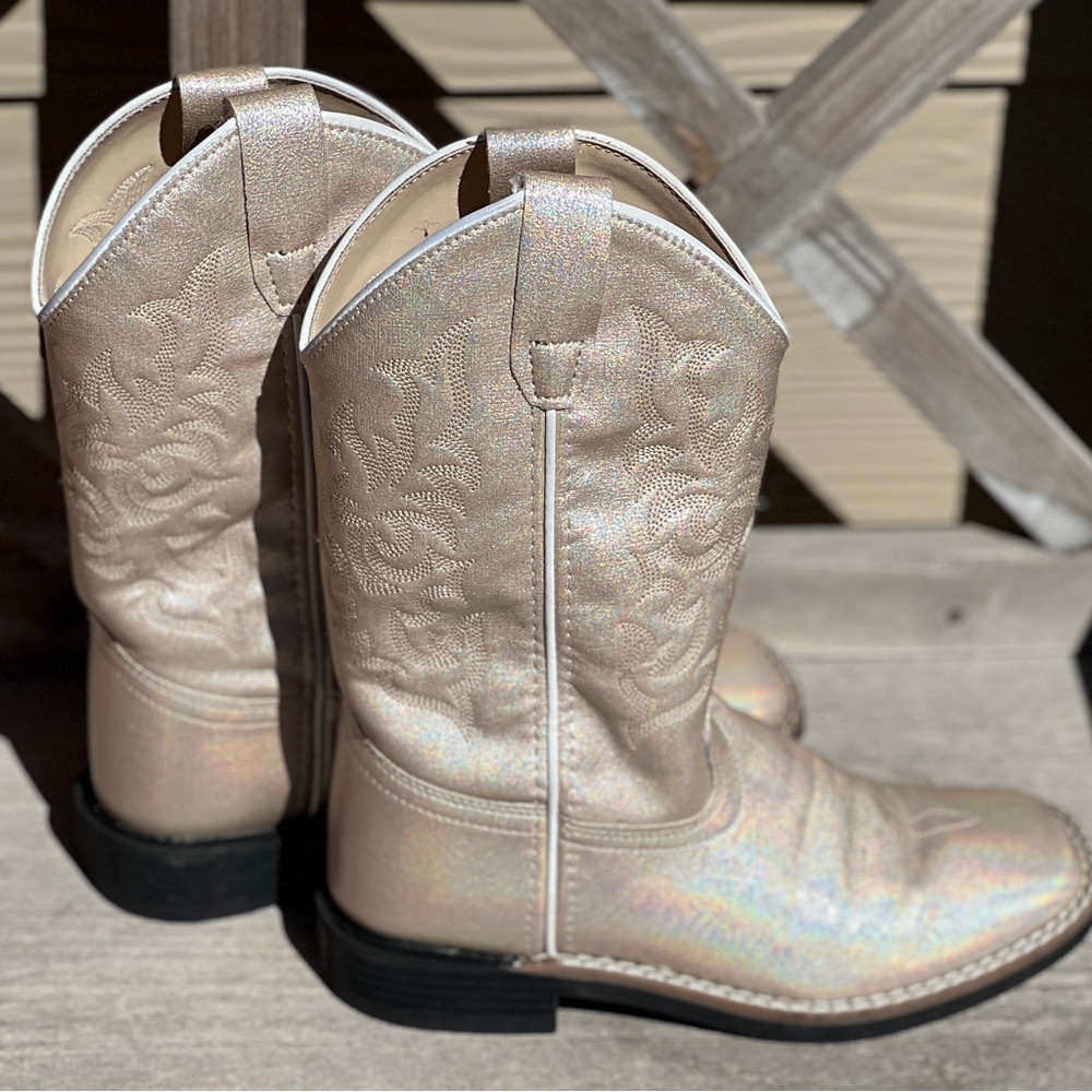 OLD WEST Cowboy Cowgirl Boots VB9171 Pearl Youth 2.5 D - Picture 8 of 8